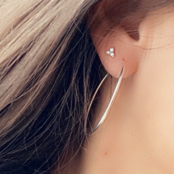 Sterling Silver Endless Hoop Earrings 40mm - Picture 9 of 10